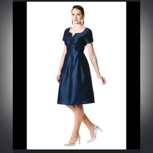 eShakti Navy Blue A-Line Dress